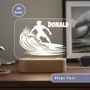 Surfing Night Light – Personalized LED Lamp for Beach Enthusiasts